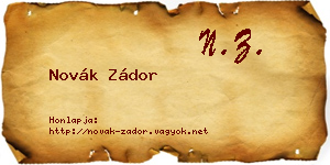 Novák Zádor névjegykártya